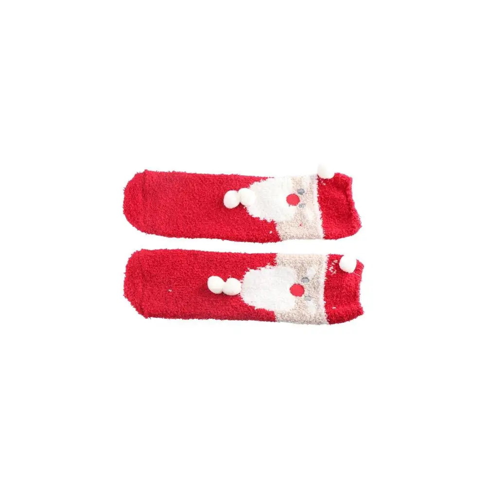 Chaussettes de tube moyen en velours pour femmes, chapeau de père Noël, chaussettes de sommeil au sol, chaussettes de wapiti, bonneterie, rouge, vert, lieux