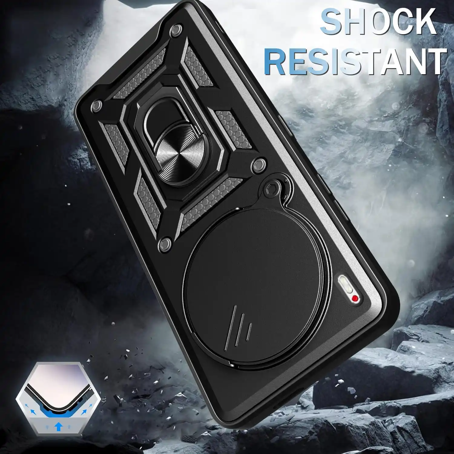 Tecno Camon 40 Premier用スライドカメラ保護スタンド付きスマホケース、Camon 40 Pro 4G 30S Pro用カバー