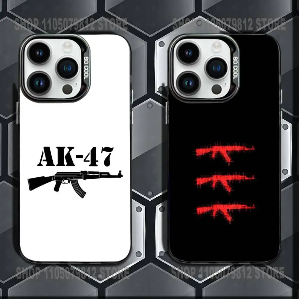 

Phone Case For iPhone 16,15,14,13,12,11,Mini,Pro,E,MAX Ak-47 King of Guns Black Candy Matte Shockproof Cover