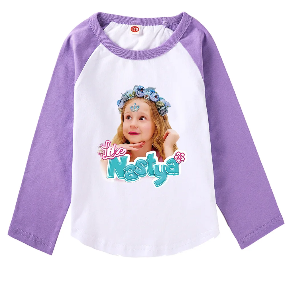 2024 Spring Summer Long Sleeve T-shirt Kids Graphic Pullover Russian Like Nastya Boys Girl T-Shirts O-Neck Children's Clothing