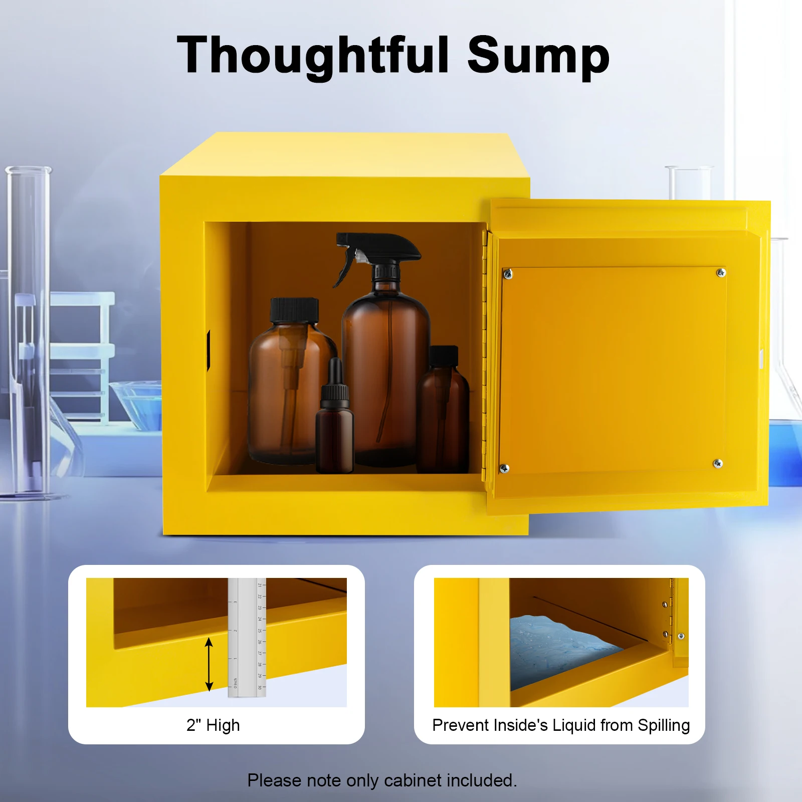 

Small Flammable Liquid Safety Cabinet 7.5L Capacity,Yellow Warning Color for Solvents, Oils,Paint and Hazardous Material Storage
