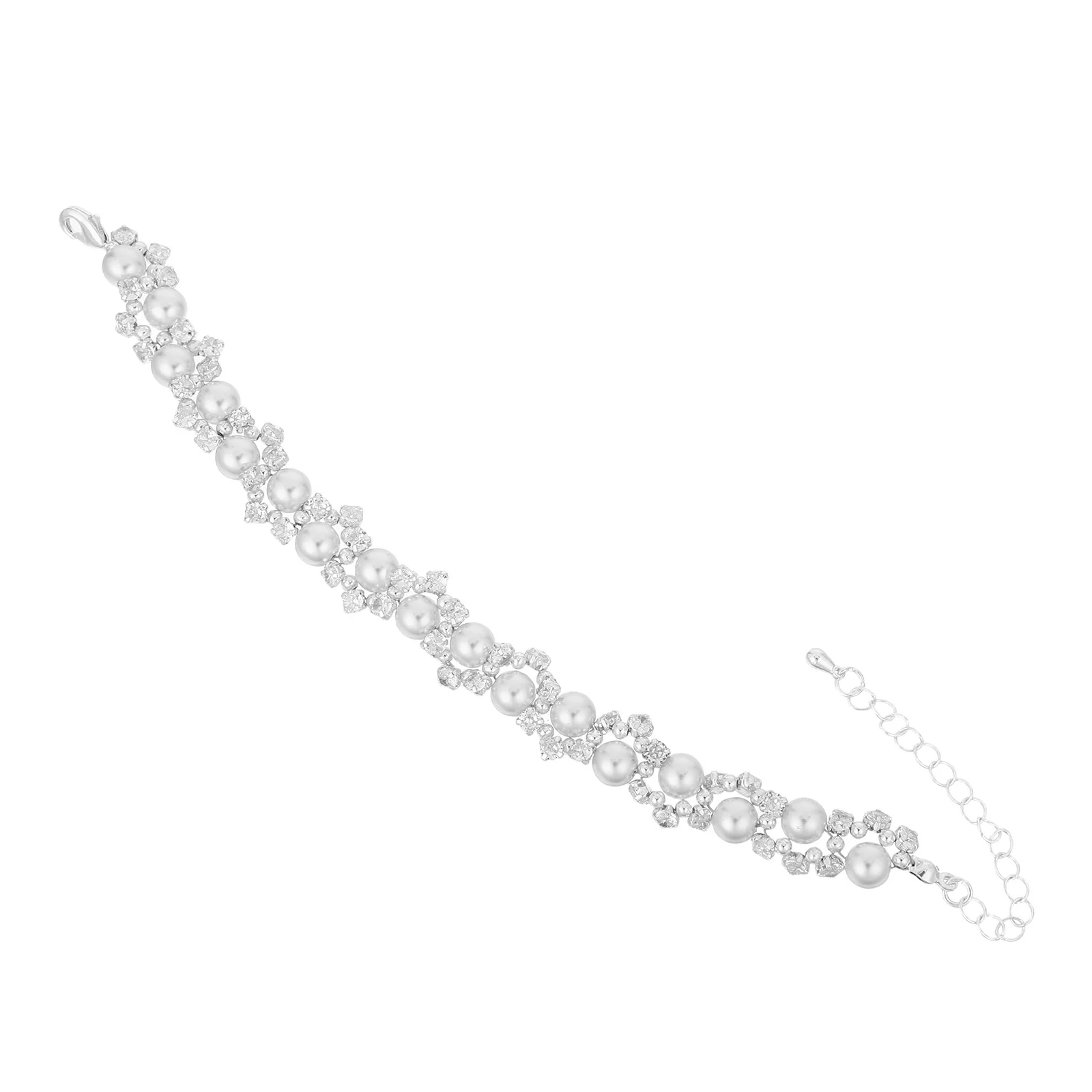 

Luxury Pearl Bracelet for Women Vintage Rhinestone Chunky Cuff Bracelet with Faux Pearls Sparkly Jewelry for Fashion