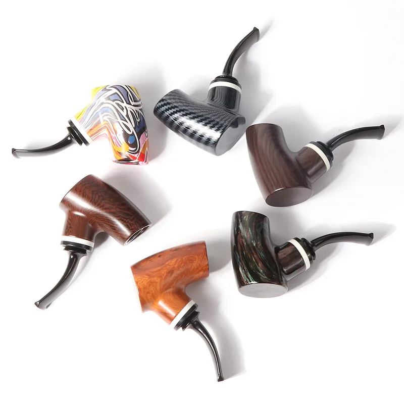 New Type cavity Resin Pipe With Metal Pot Detachable Cleaning Bent Portable Resin Tobacco Smoking Pipe