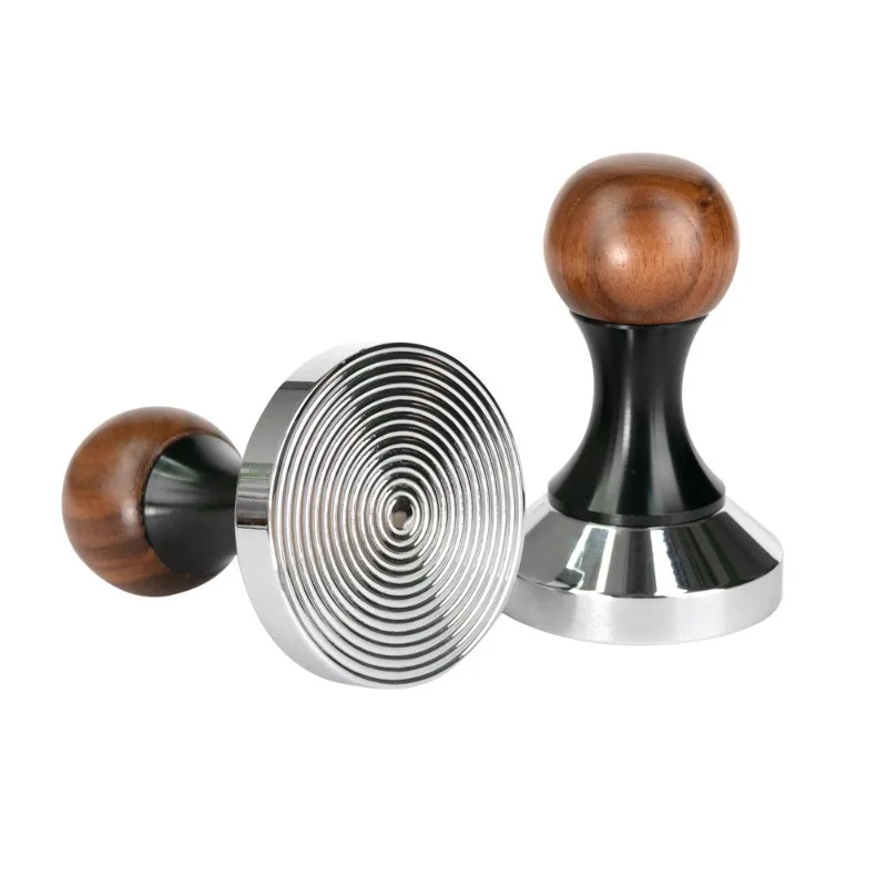 Coffee Tamper with Wooden Handle, Espresso Powder Press Tool, Fits 51mm 53mm 58mm Portafilter