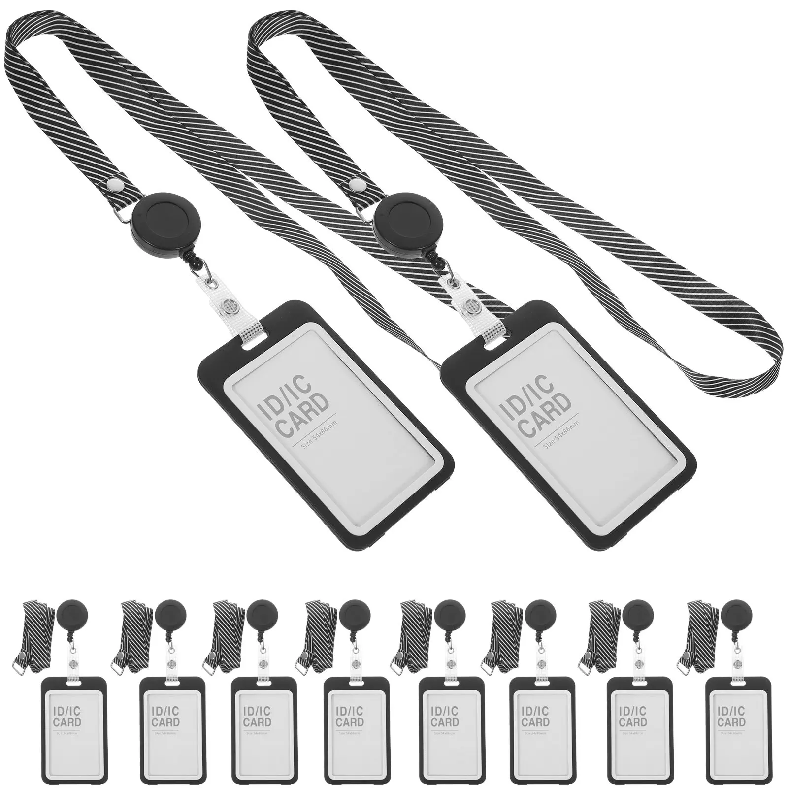 10sets-easy-pull-badge-holder-multi-function-cards-protective-covers-clear-badge-sleeves-for-id-name-badges