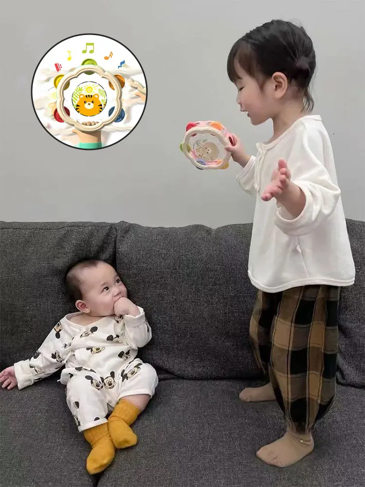 2 サイズベビー楽器ドラムモンテッソーリおもちゃ 6 12 ヶ月ガラガラ幼児のためのインタラクティブ音楽教育子供のおもちゃ