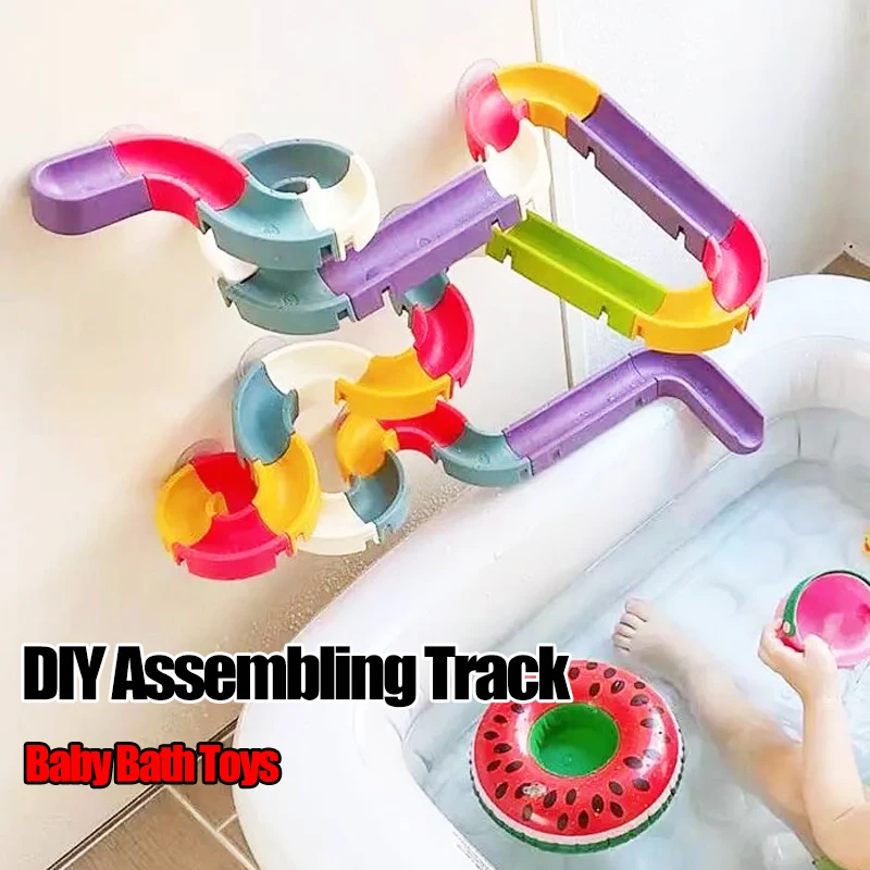 Baby DIY Assembling Track Slide Suction Cup Toys Bath Tub Toys Baby Bathroom Bathtub Shower Toy Set Duck Water Toys for Children