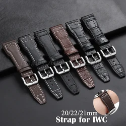 20mm 21mm 22mm Genuine Leather Watch Strap for IWC Watch Band Cowhide Men Women Sport Waterproof Belt Bracelet Watch Accessories