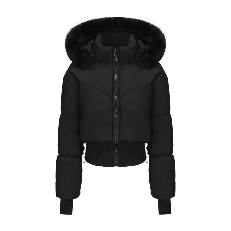 Large Fur Collar Hooded Short Cotton-padded Jacket Female 2025 Autumn and Winter New Thick Warm Cotton-padded Coat