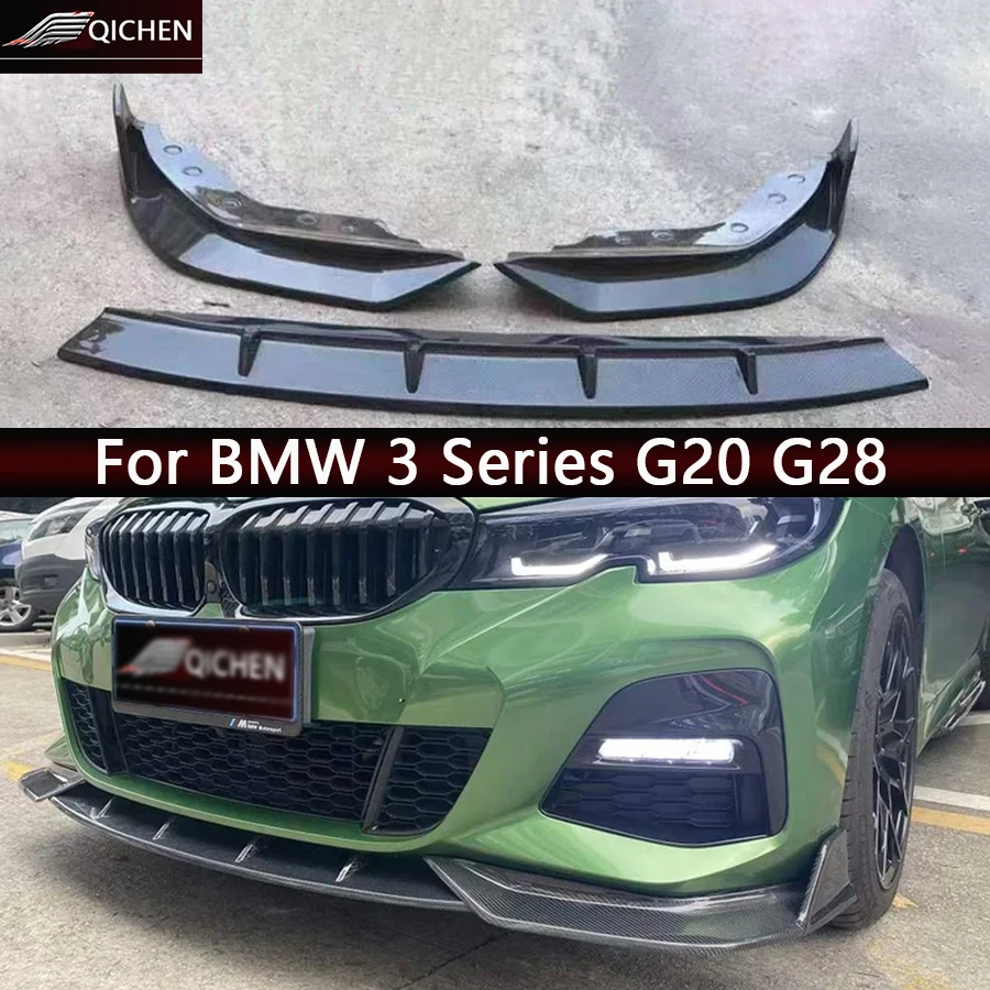 

For BMW 3 Series G20 G28 325i Carbon Fiber Front lip Bumper Diverter Spoiler Diffuser chin V style Car Accessories body kit