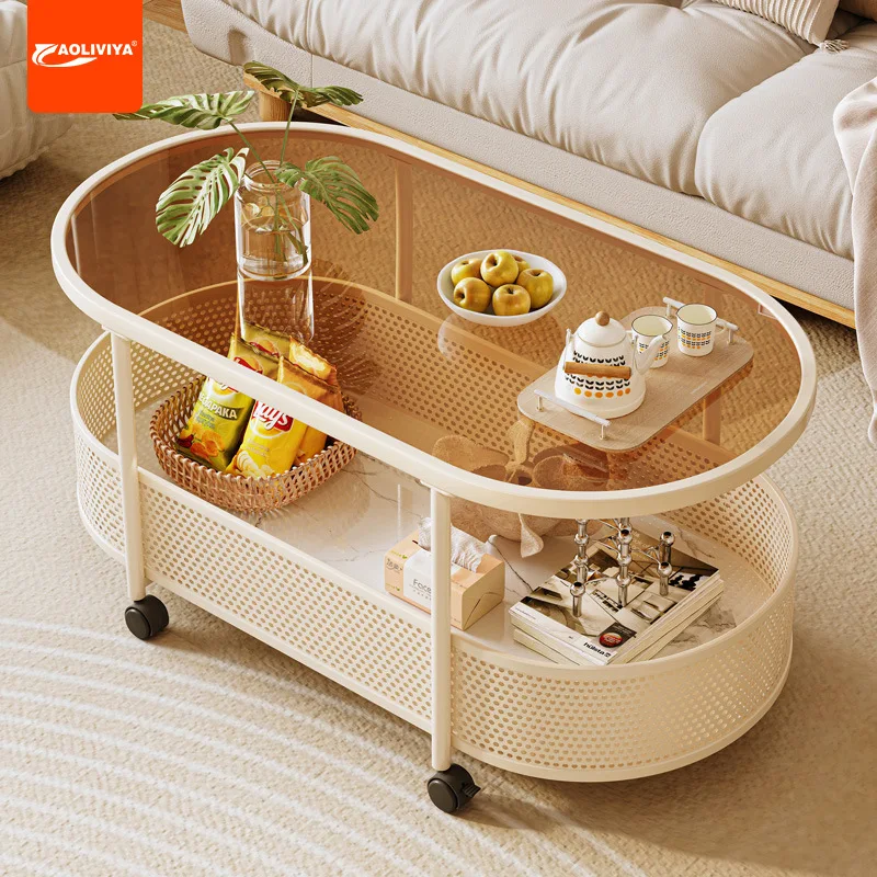 

Aoliviya Cream Style Side Table Movable Small Apartment Sofa Side Cabinet Simple Modern Small Coffee Table Cabinet