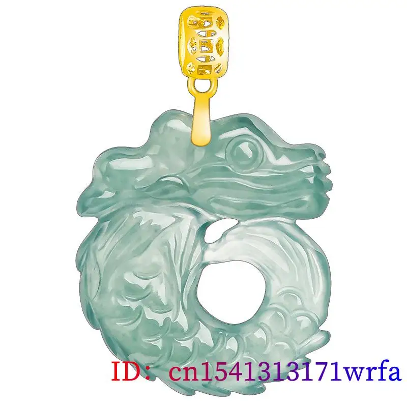 Imagem -05 - Colar de Pingente de Dragão Jadeite Azul Jóias Naturais de Luxo Homem Banhado a Ouro 18k Real Burmese Jade Charme