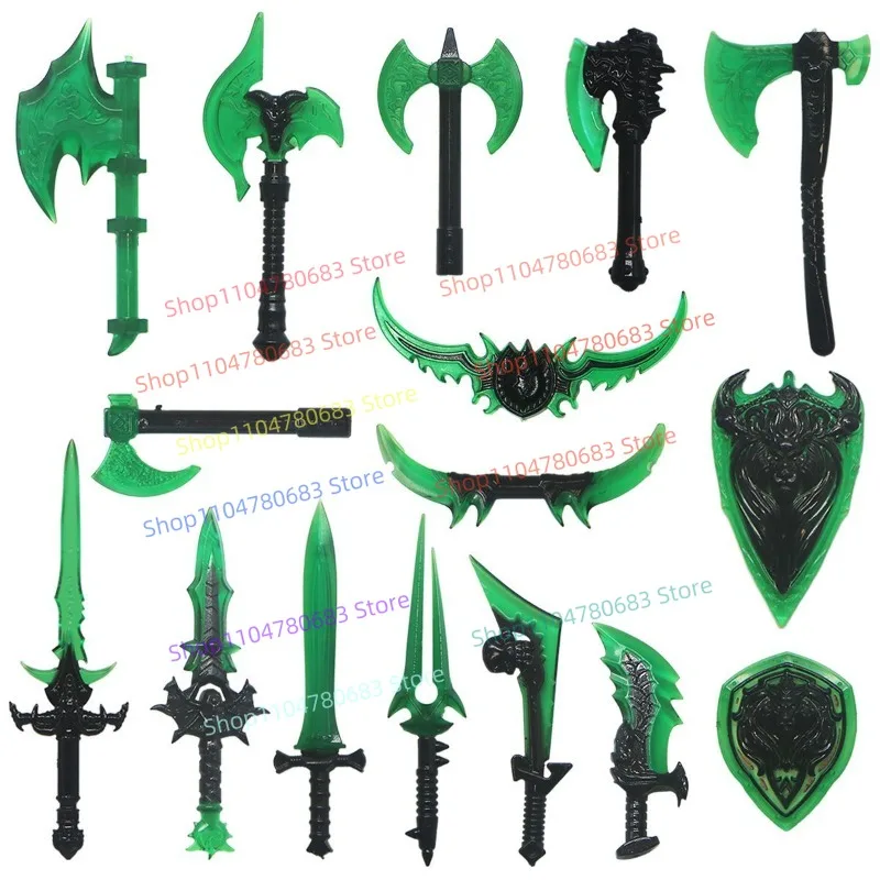 MOC Building Blocks Mini Figura Spada Lunga Scudo Accessorio Modello di Montaggio Display Anime Cartoon Giocattolo Decorazione Regalo Da Collezione