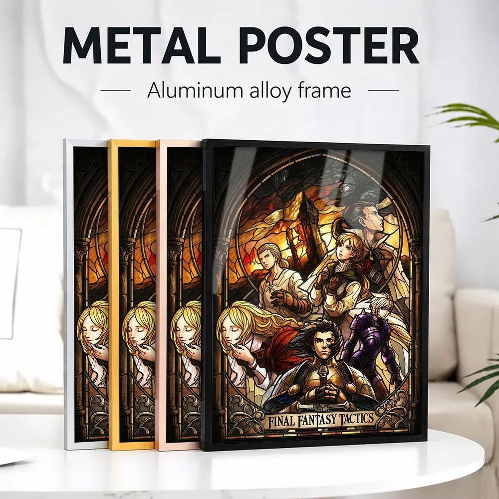 Final Fantasy Tactics Stained Glass Framed Metal Print Personalized Photo Enchanting Graphic Style Wall Art For Collector Room