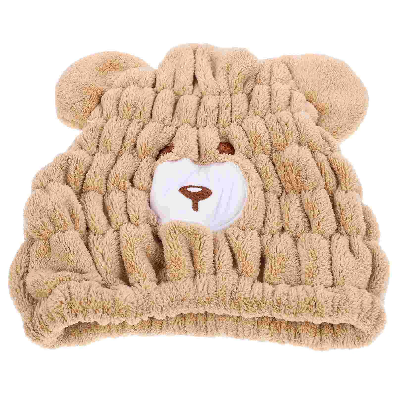 

Bear Dry Hair Hat Towel for Drying Absorbent Coral Fleece Cute Quick Cap Child Caps