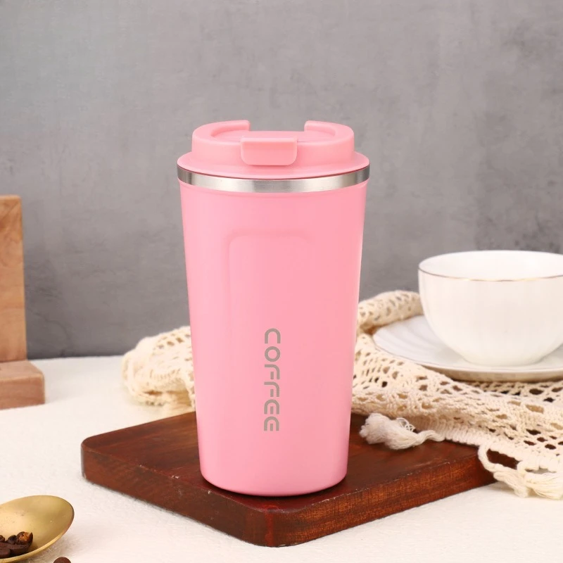 

380/510ML Pink Stainless Steel Thermal Mug Thermo for Coffee Water Bottle Leakproof Travel Drinkware Travel Thermal Mug