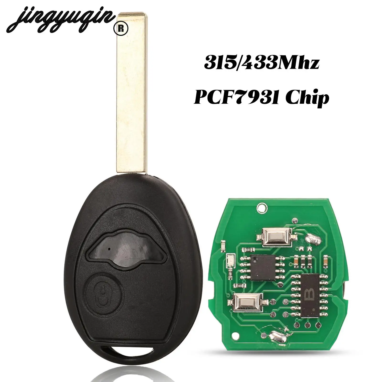 jingyuqin 315/433Mhz Remote Smart Key PCF7931 Chip For BMW Mini Cooper R50 2003 2004 2005 FOB Uncut HU92 Blade 2Button