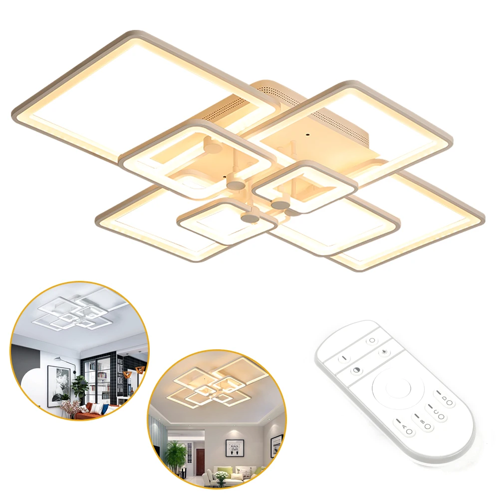 Ceiling Lights, LED Chandelier with Remote Control, Three Color Adjustable, Soft Light, Sturdy Iron Base, Infinitely Dimmable,