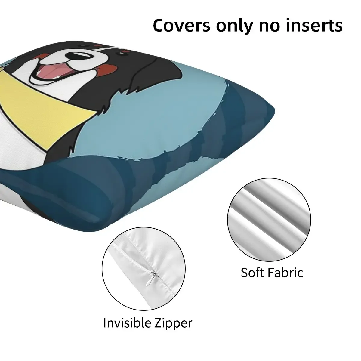 Friendly Bernese Mountain Dog Animal 2 pcs Square Pillowcase Pillow Cover Cushion Decor Comfort Throw Pillow for Home Bedroom - view 5