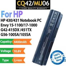 CQ42 MU06 4400mAh 10.8V Laptop Battery For HP Notebook PC 430/435/630/631/635/636 Envy15-1100/17-1000/17-1001TX G42/G56/G62/G72