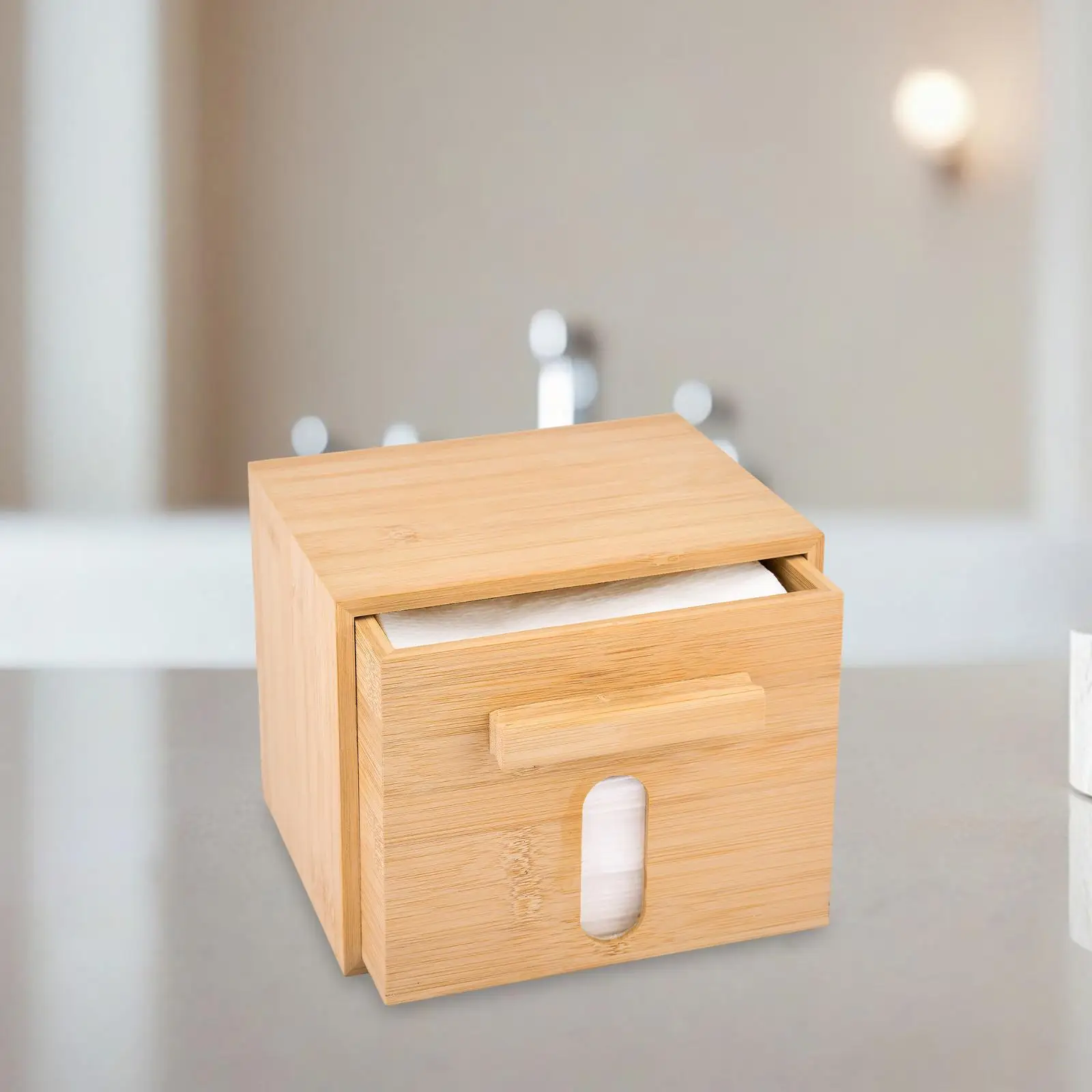 Bamboo Box for Face Towels Kitchen Decoration Napkin Holder Bathroom Desk Tissue Box Clean Face Towel Holder Face Towel Box