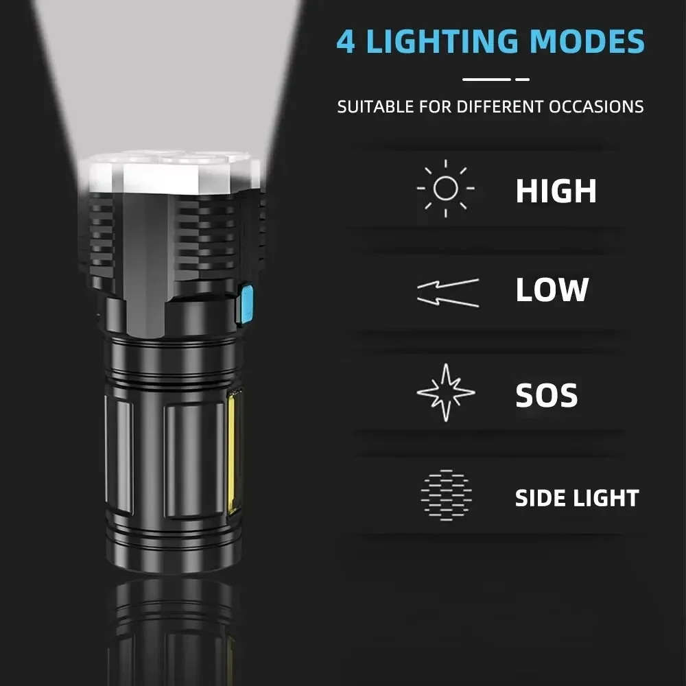 Usb Rechargeable Flashlight High Power Waterproof Led Torch Light Long Range Powerful Tactical Flashlight for Fishing Camping