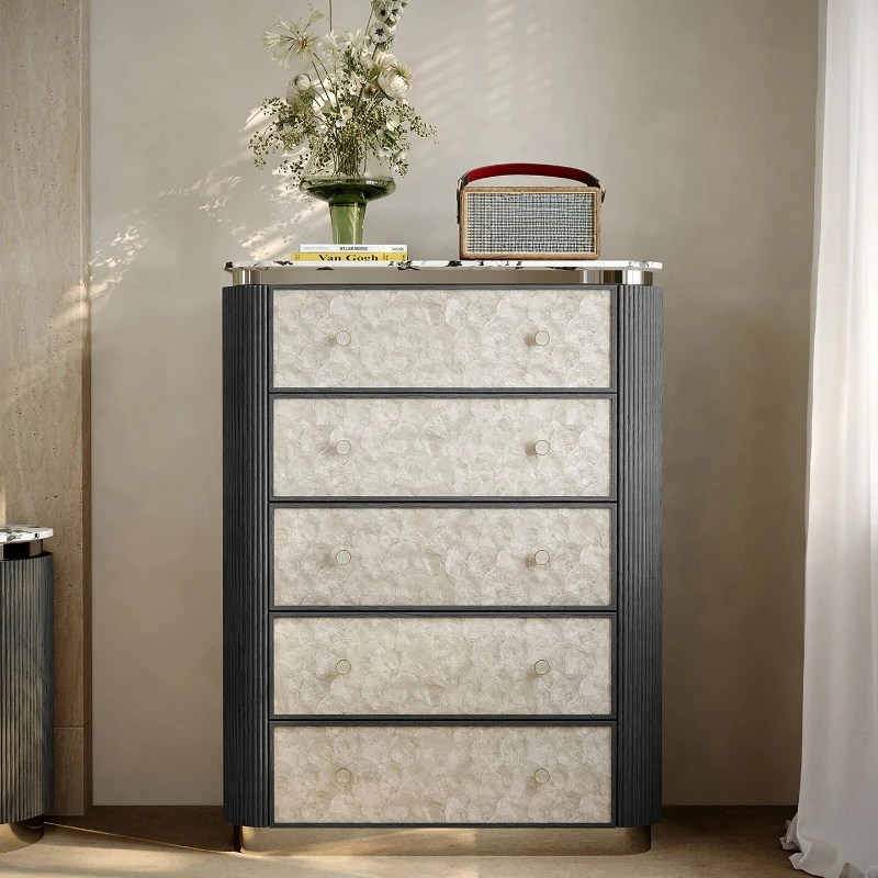 Solid wood chest of drawers antique bedroom locker living room marble storage cabinet