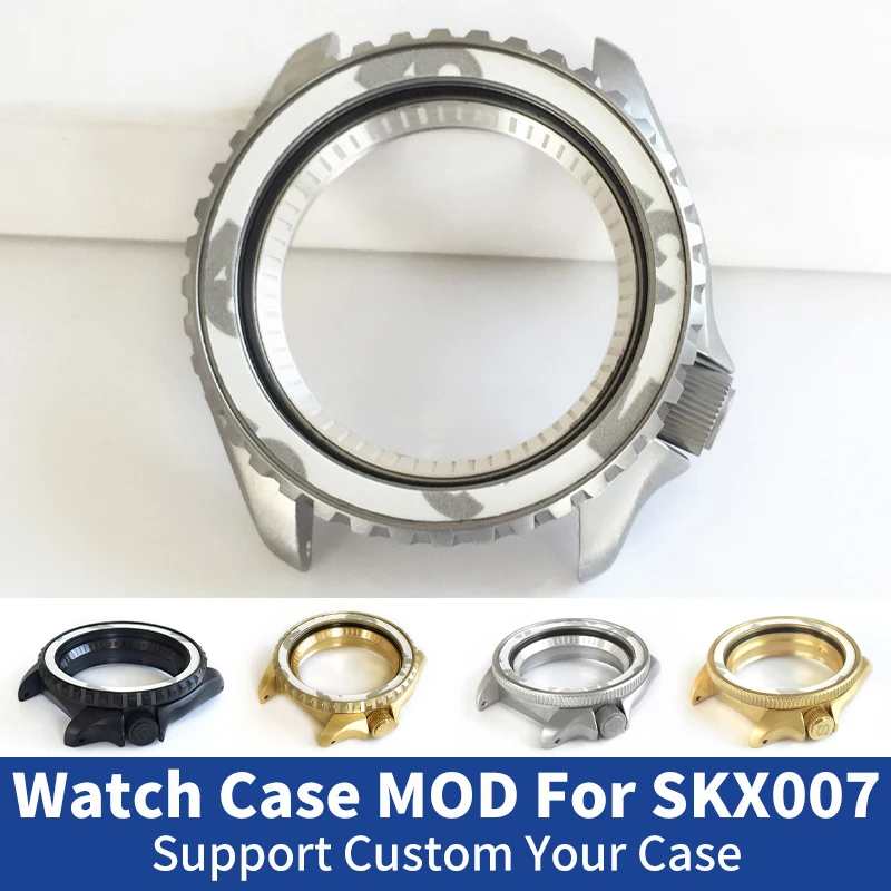 

Custom Stainless Steel Matte Watch Case For SKX007 SRPD Series Silver/Black/Gold Movement Mod Parts Crown Bezel Chapter Ring