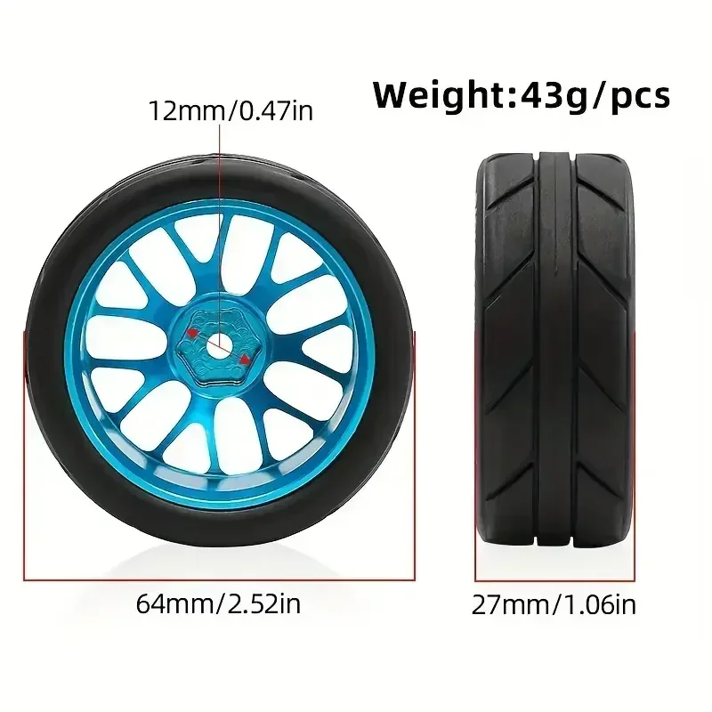 For MJX HYPER GO 14304 14303 14302 14301 Metal Wheel Tires 1/14 Rally CNC High Strength Metal Wheels Height increasing set - view 2