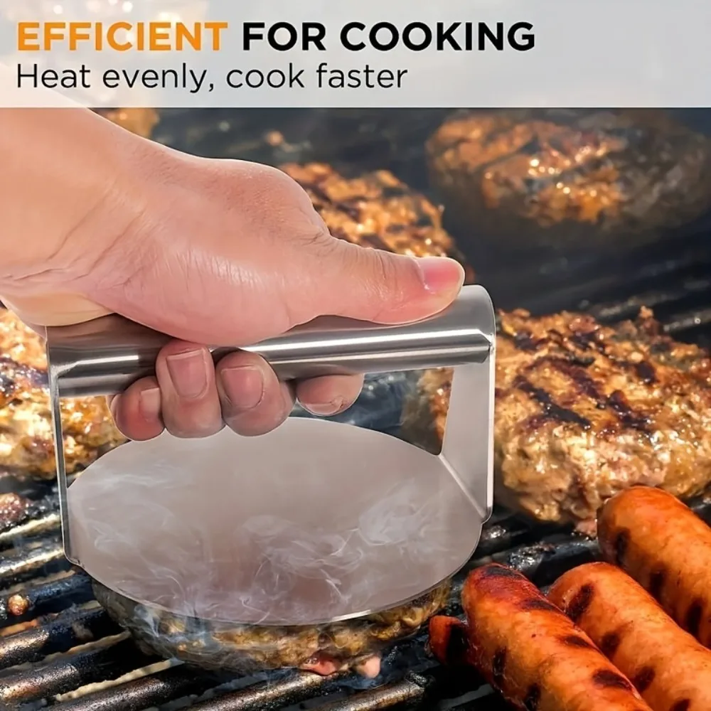 Burger Patty Press Stainless Steel Burger Patty Press Heavy Duty Non Stick Maker Teppanyaki BBQ Grilling Outdoor Supply Tool Set view 5