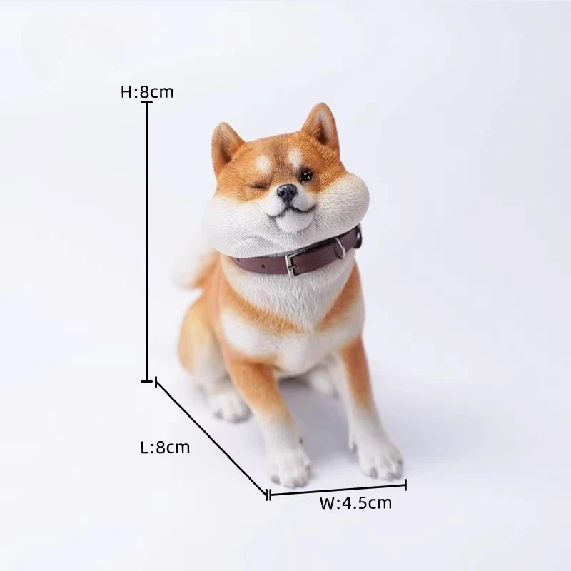 JXK Handgefertigtes 1/6 Maßstab Harz-Tiermodell: Spielvoller Shiba Inu Hund mit Schal für Desktop-Display und Sammlung – Detail 4