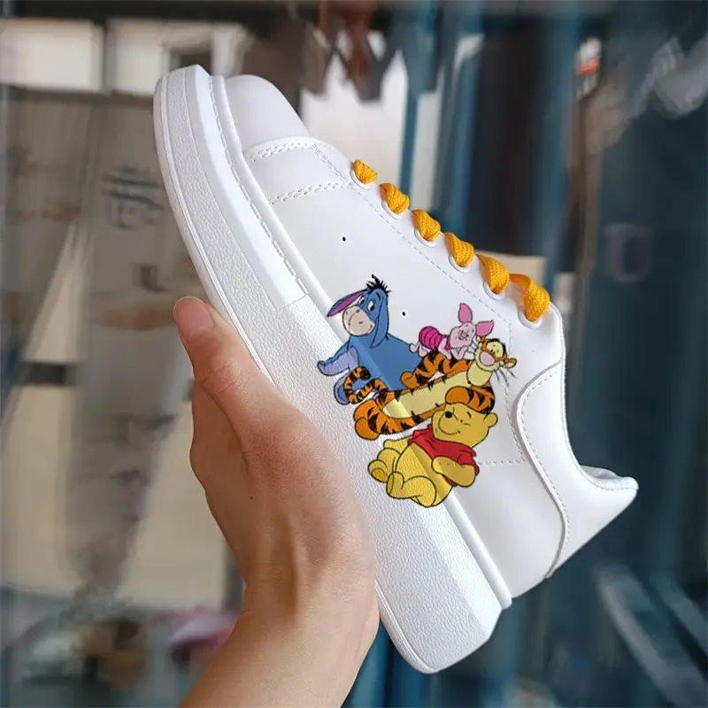 Anime Winnie Sneakers Disney Cartoon Piglet Tennis Shoes Print Couple Casual Shoes Fashion Adult Basket Shoes Size 35-44