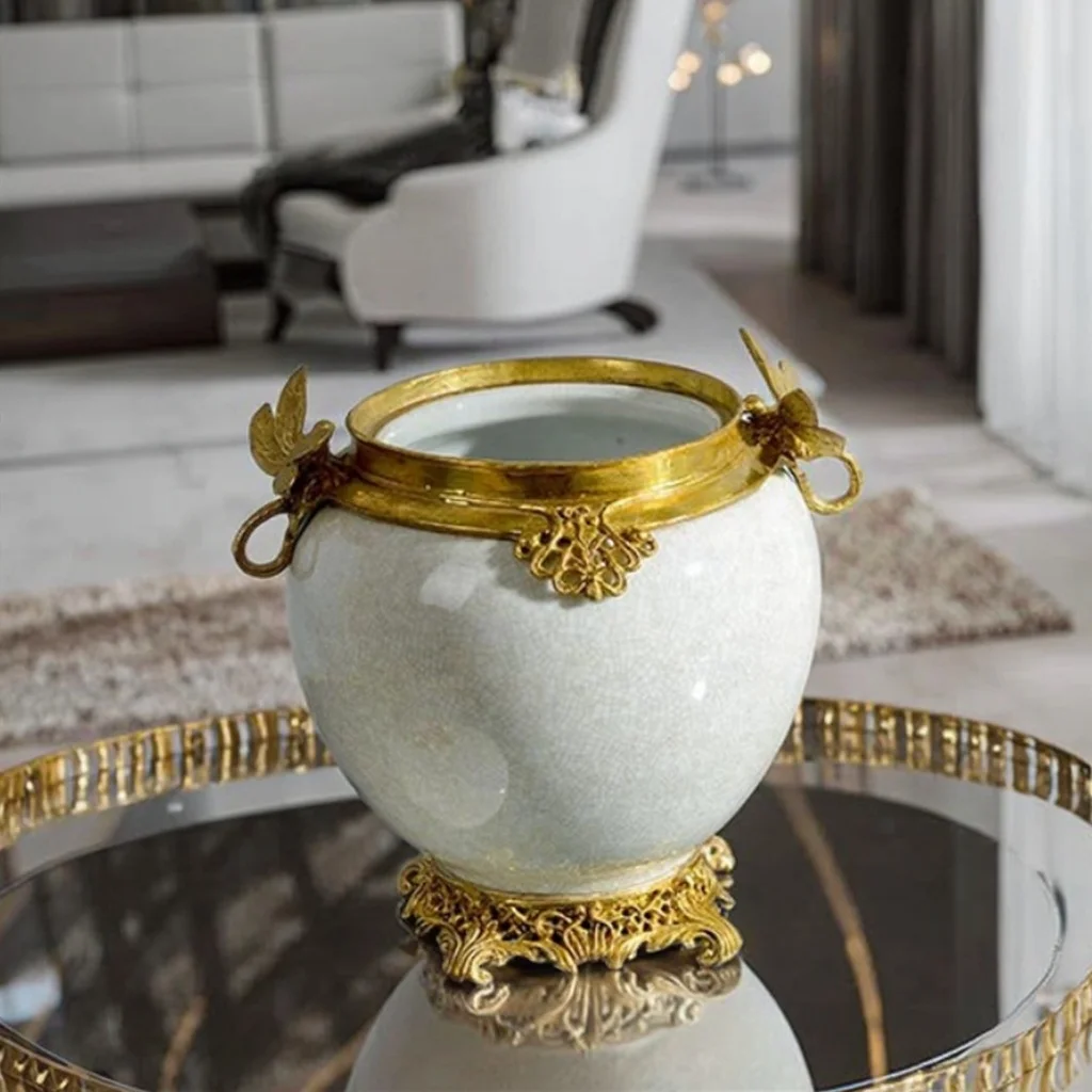 &c European-style Luxury Home Decoration Ceramic Phoenix Green Small Jar Dragonfly Storage for Table Decoration