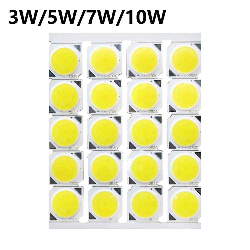 55pcs a lot 3W 5W 7W 10W 9-11V LED COB Light Bulb On Board 13*13mm High Power LED Chip Light Lamp Spotlight Downlight Lamps