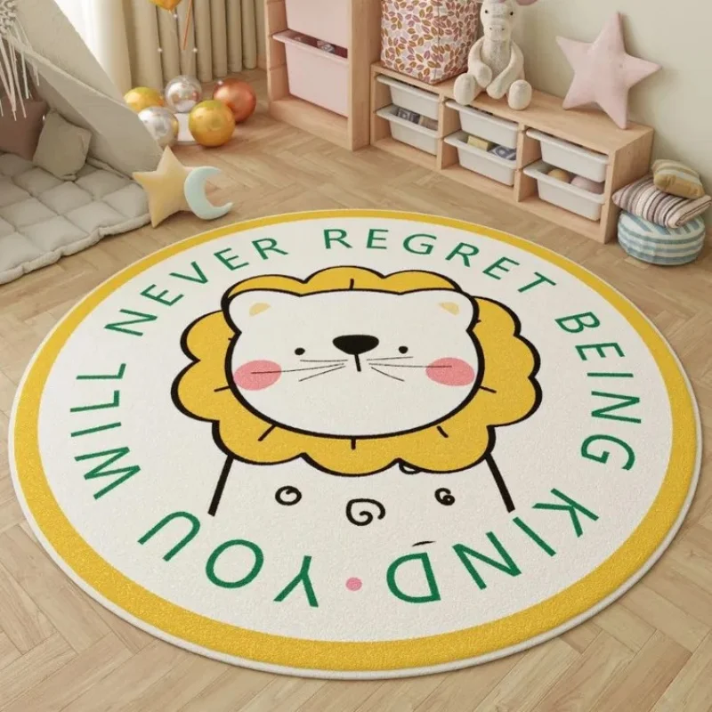 Kids Outdoor Flooring - VIKAMA Cartoon Lion Round Floor Mat