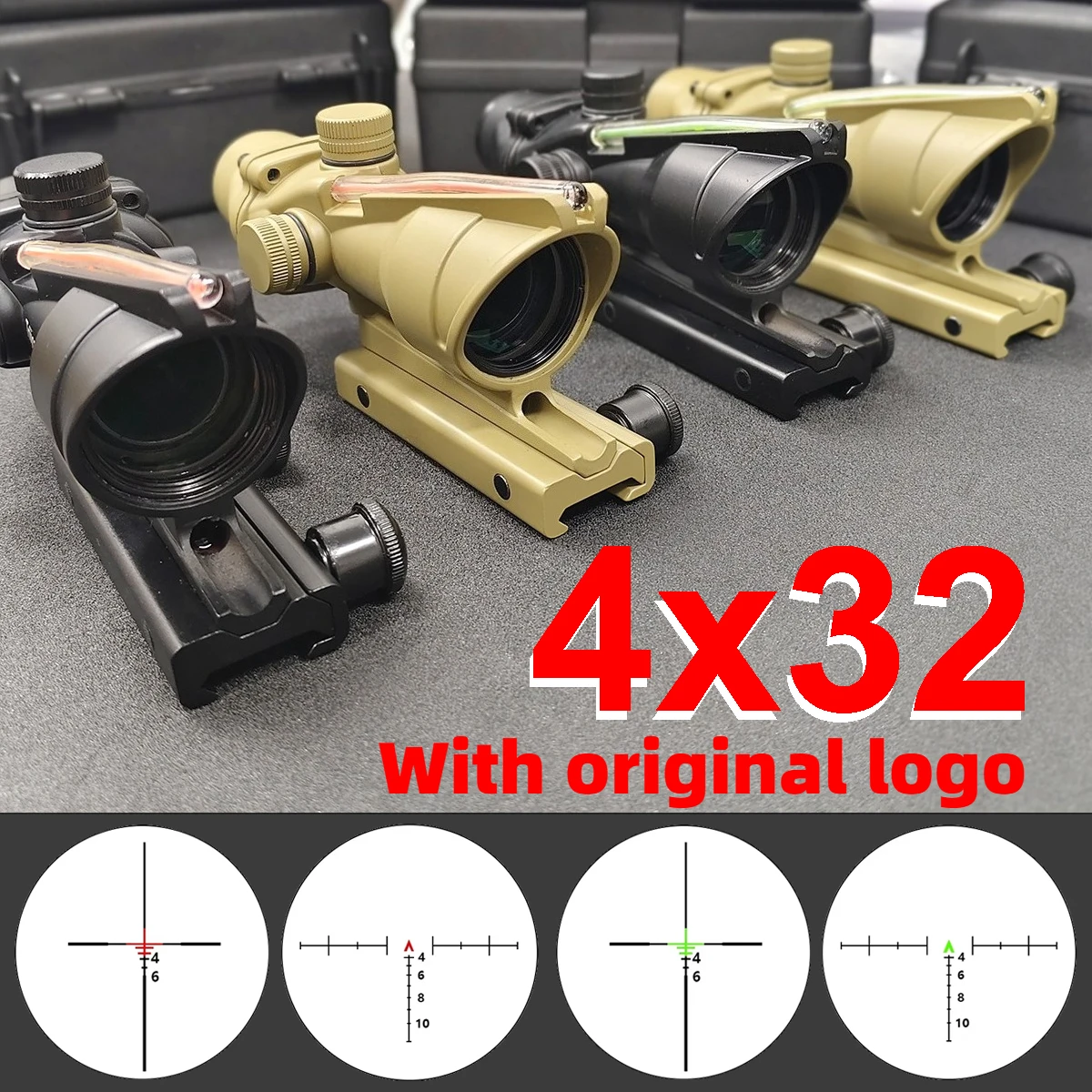4x32 Optic Sight Aco Scope Green Red Dot Red LED Ballistic Reticle Illuminated Flip‑Up RM Red Dot Sight For 20mm Picatinny Rail