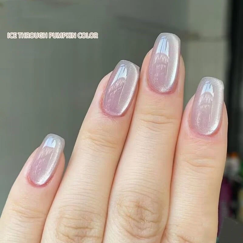 

10ml Sparkling Glass Bead Flash White Spar Cat Eye Gel Nail Polish Nude Pink Skin Color UV Soak Off Nail Polish Semi Permanent