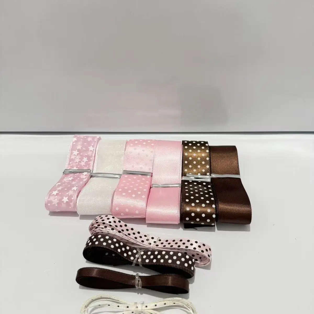 10-teiliges Set koreanischer Stil Ins Kaffeepulver Polka Dot Stern Schleifenband DIY Bar Dekorationsmaterial Paket Geschenkband – Detail 4