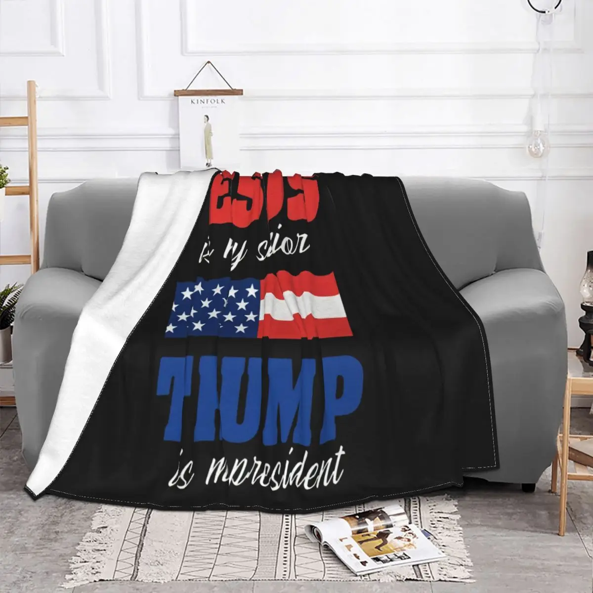 Male Donald Trump Is My President For Christian Gifts Jesus Is My Savior Homme Customized Throw Blanket