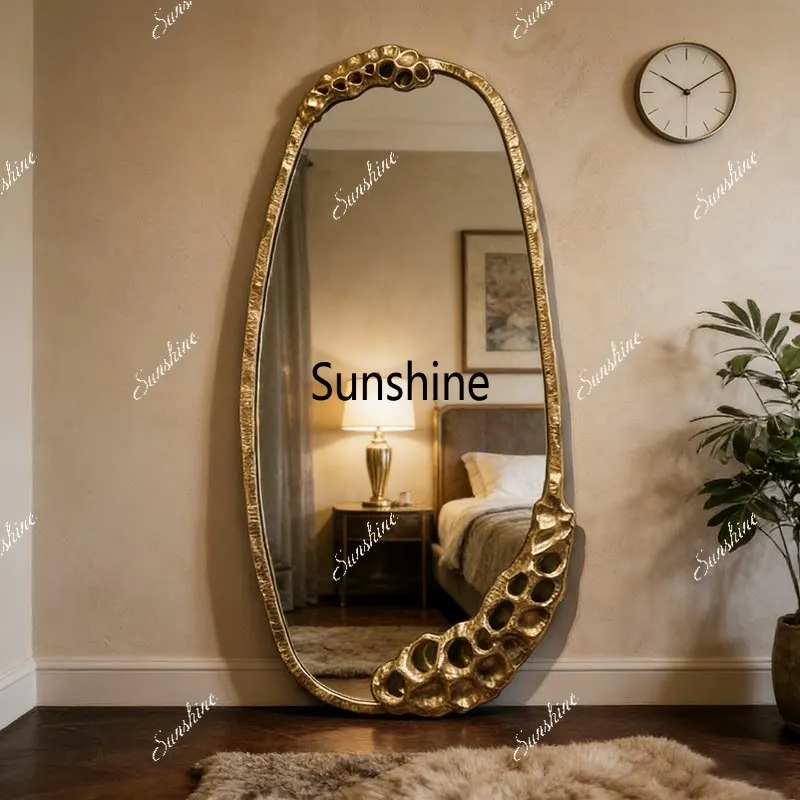 French retro full-length mirror home made old wall-mounted full-length mirror