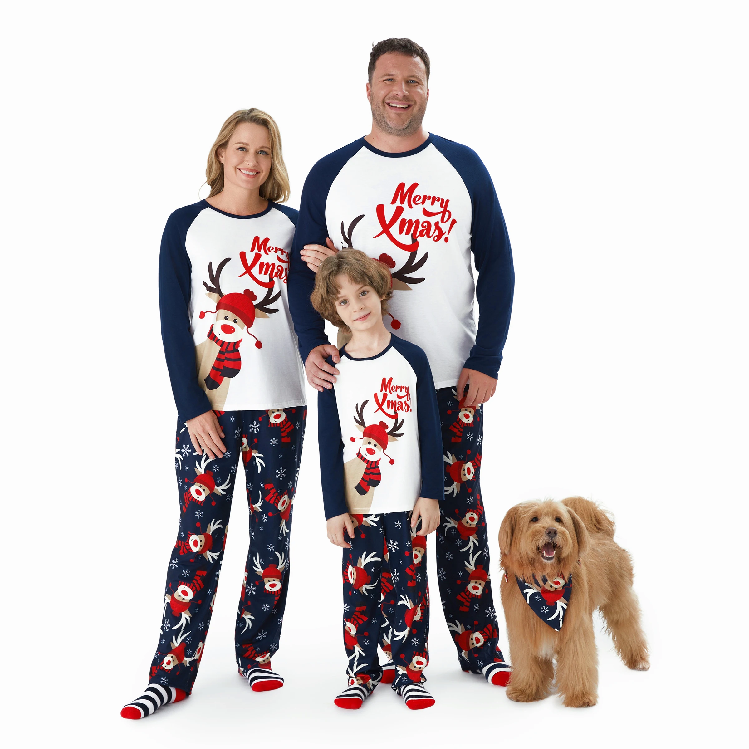 

PatPat Christmas Family Pajamas Reindeer Pattern Big Graphic Raglan Sleeves Pajamas Sets