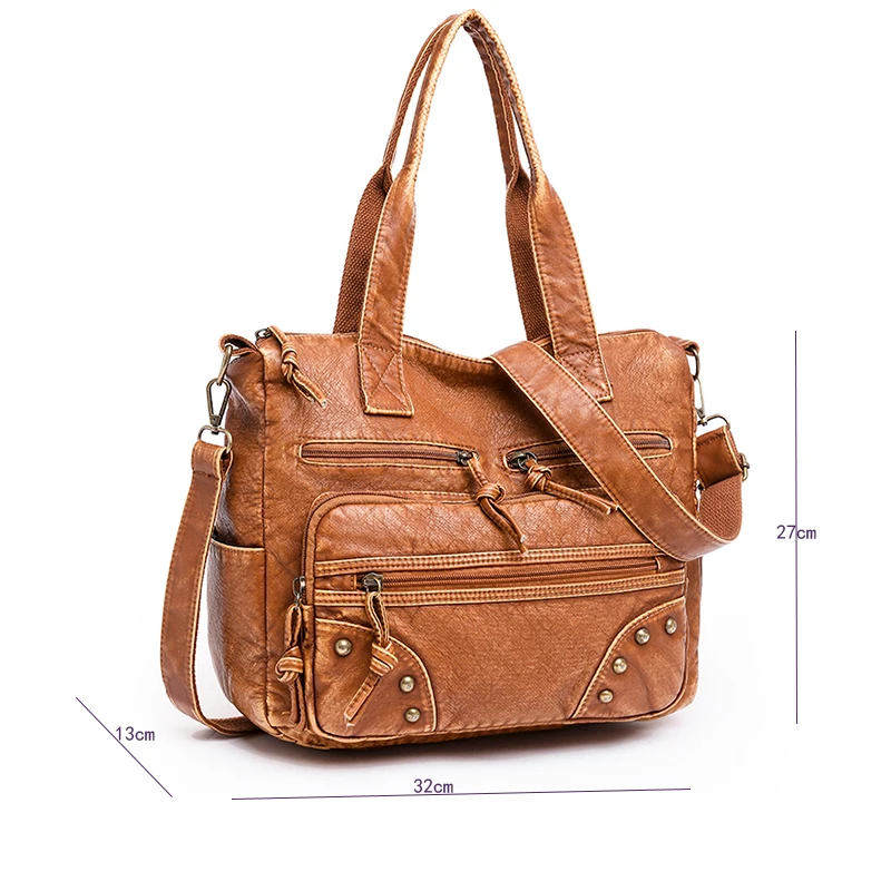 Luxury Bags Women PU Leather Bags for Lady Casual Tote Bags Large Capacity Work Package A4 Vintage Handbags Multifunction Totes