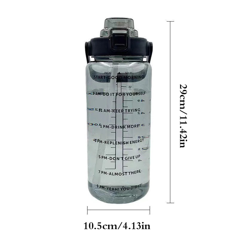 2 Liter Big Water Bottle With Straw Outdoor Sports Female Travel bottles Fitness Cup Summer Cold Water Jug with Time Marker