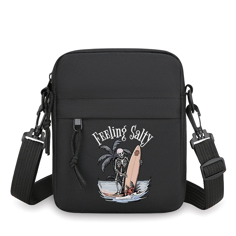 

Мужская квадратная маленькая сумка через плечо с принтом «Череп серфингиста», женская повседневная ретро-сумка с регулируемыми ремнями, кошелек для монет, сумка-мессенджер для мобильного телефона