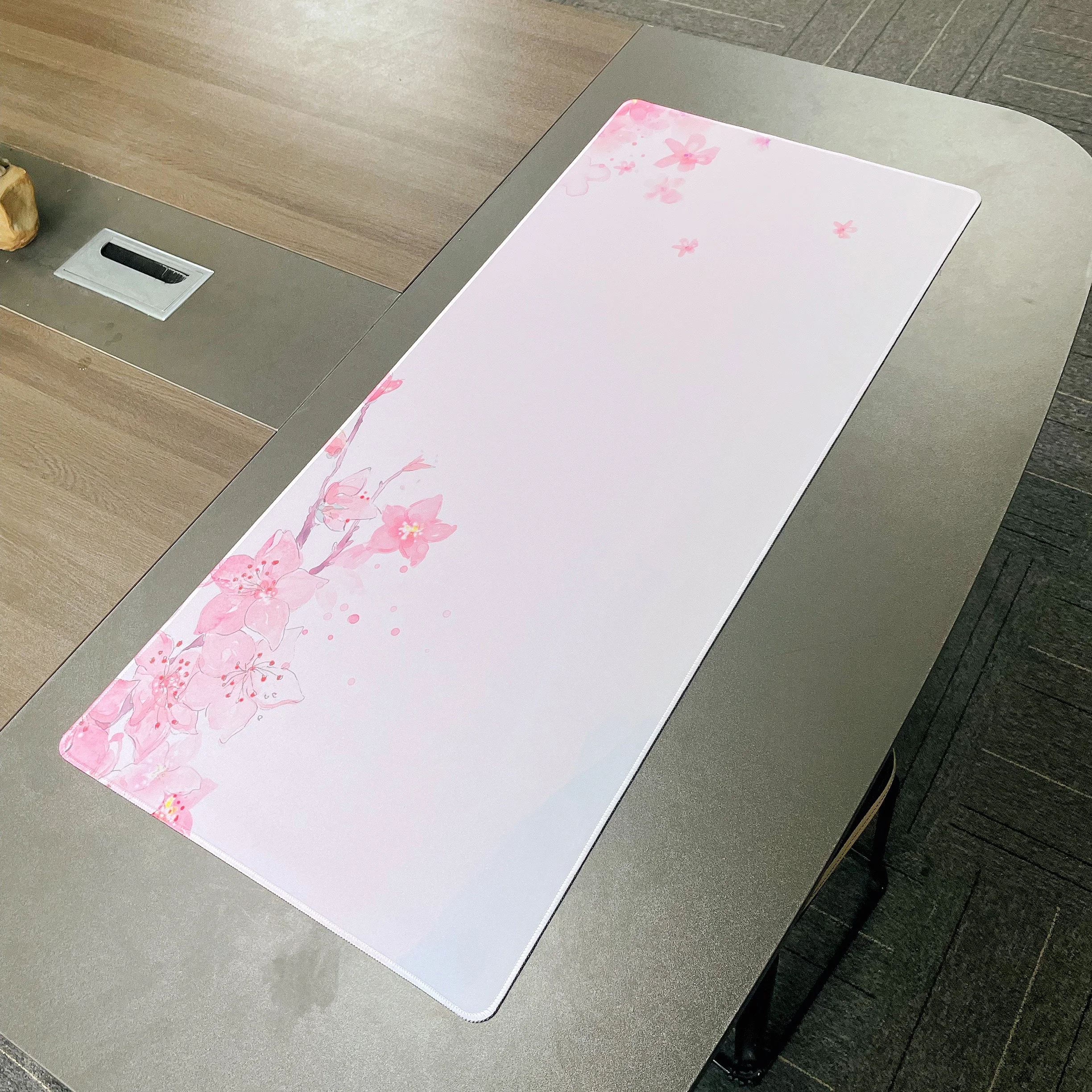 Roze Kersenbloesems Snelheid Vergrendeling Rand Grote Natuurlijke Rubber Muismat Waterdichte Game Desk Mousepad Toetsenbord Mat Voor Dota Lol