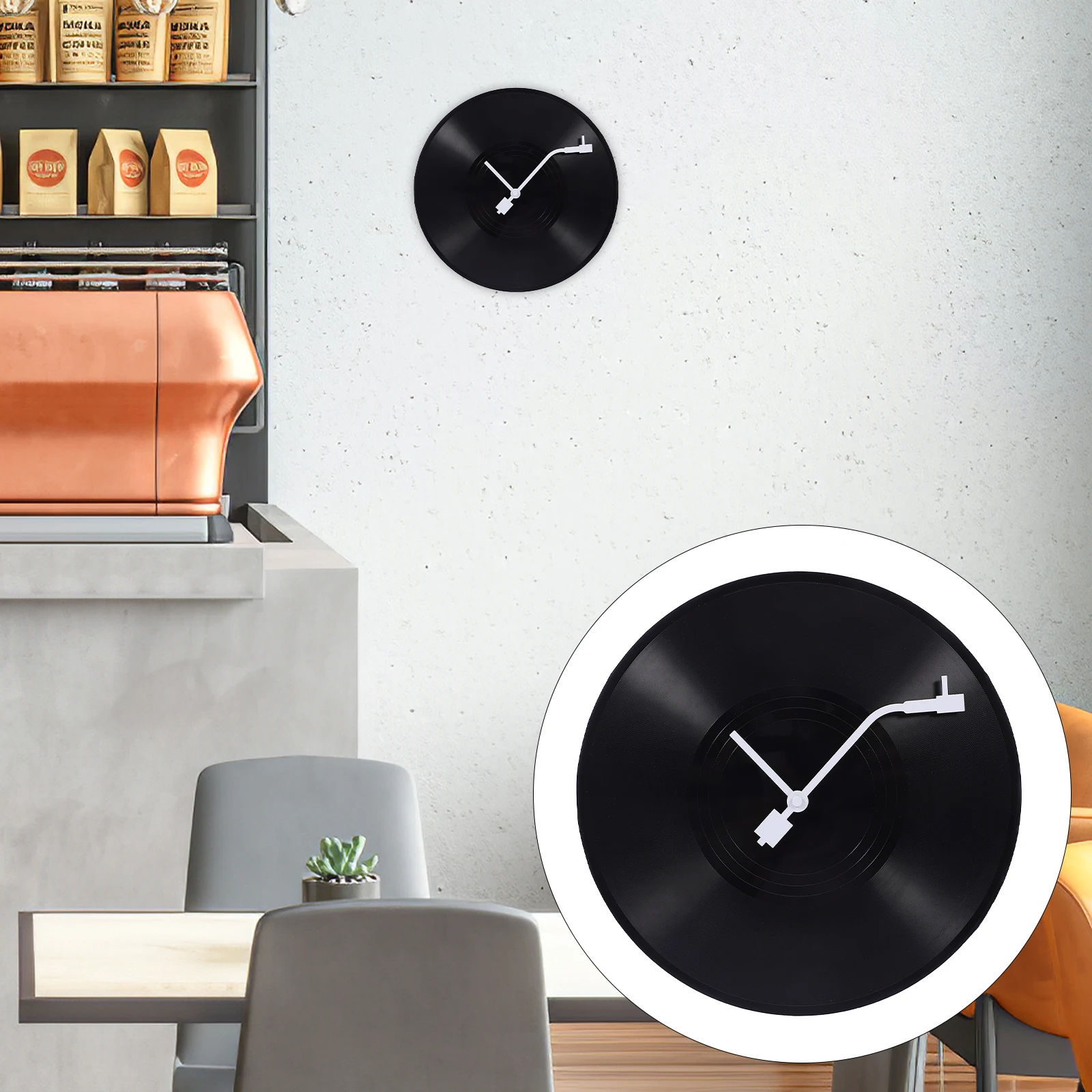 مسجل فينيل ساعة حائط ريترو الفونوغراف سجل نمط ساعة حائط ديكور منزلي ساعة معلقة على الحائط لغرفة النوم #5