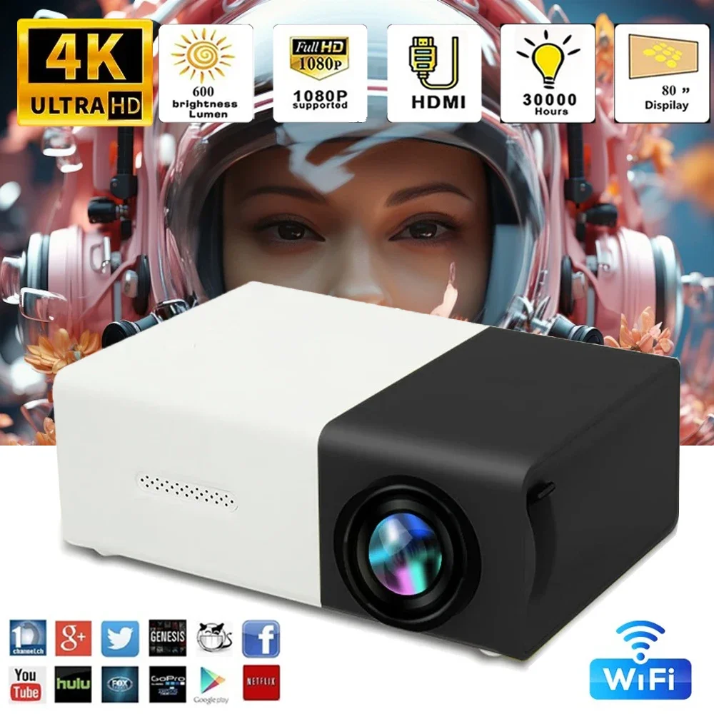 YG300 Mini Projector Portable Projector Wifi Smart 1280 720P Full HD Office Home Theater Video Mini Projector Mobile Projection