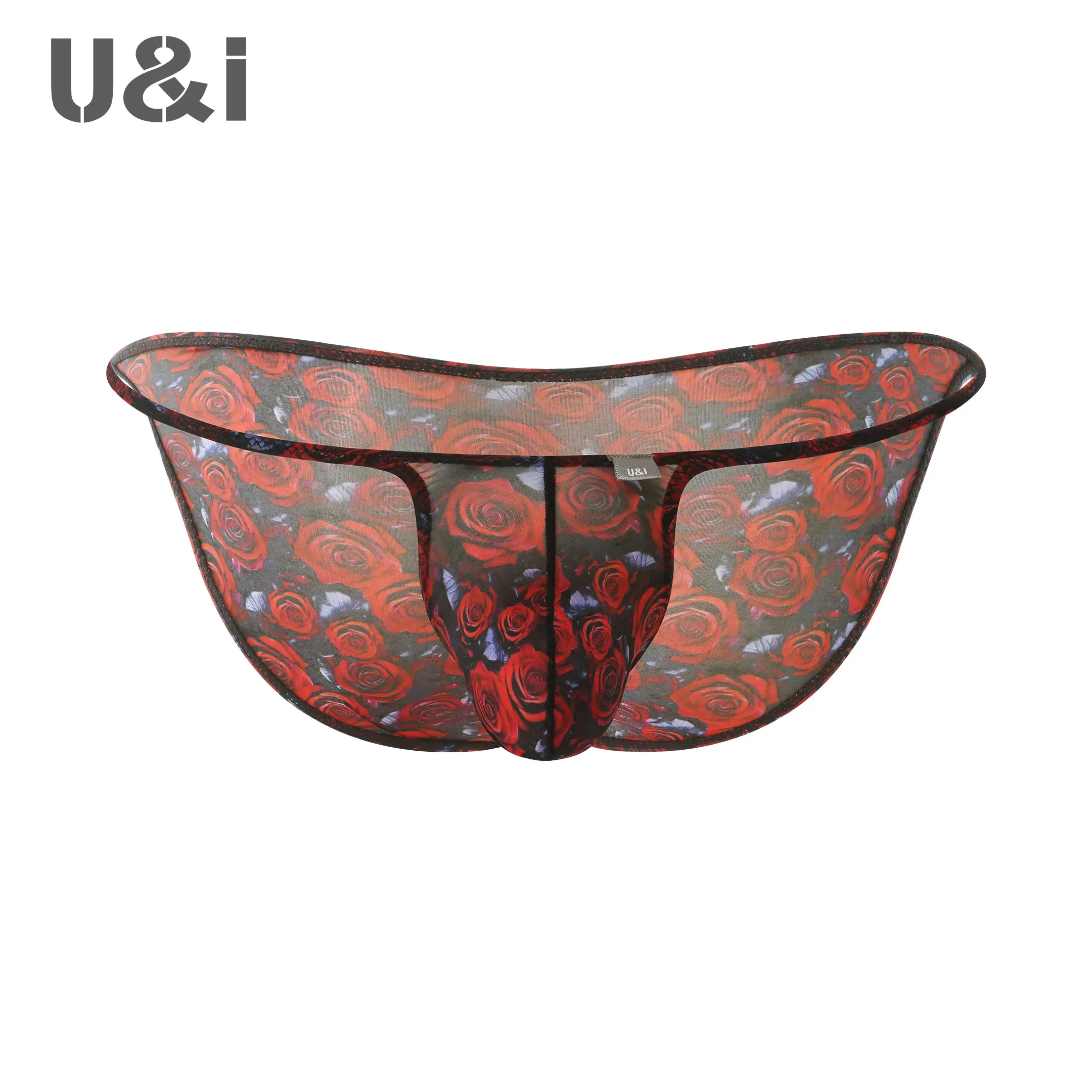 

U & I мужское сексуальное треугольное нижнее белье, плотные супертонкие прозрачные эластичные дышащие трусы для влюбленных с розами