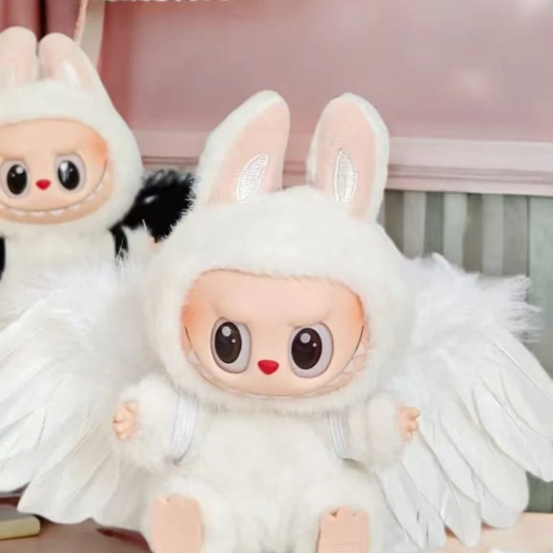 ملابس دمى الزي اكسسوارات ل 15-17 سنتيمتر Labubu أسود أبيض أجنحة ريشة الملاك DIY بها بنفسك دمى صغيرة الملابس فتاة هدية #1