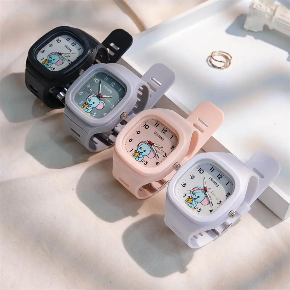 Kids Elephant Watch Cute Pattern Watch Elephant Pattern Student Watch Adjustable Strap Quartz Wristwatch Waterproof for Kids